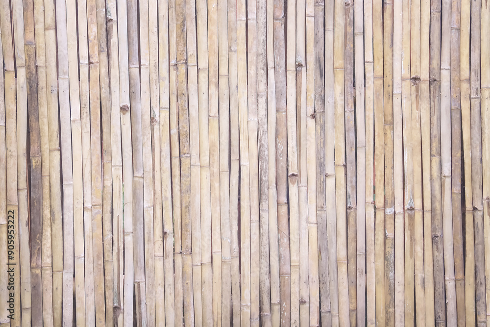 Bamboo wood wall fence light brown rustic on background with vertical seamless patterns Bamboo wood wall fence light brown rustic on background with vertical seamless patterns