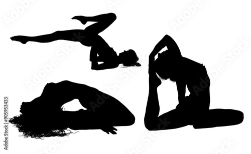 vector silueta femenina, yoga, ballet, estiramientos, deporte, flexibilidad, postura yoga
