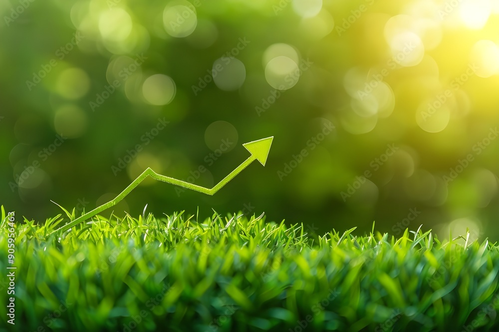 Green Arrow on Grass: A Symbol of Growth Green Arrow on Grass: A Symbol of Growth