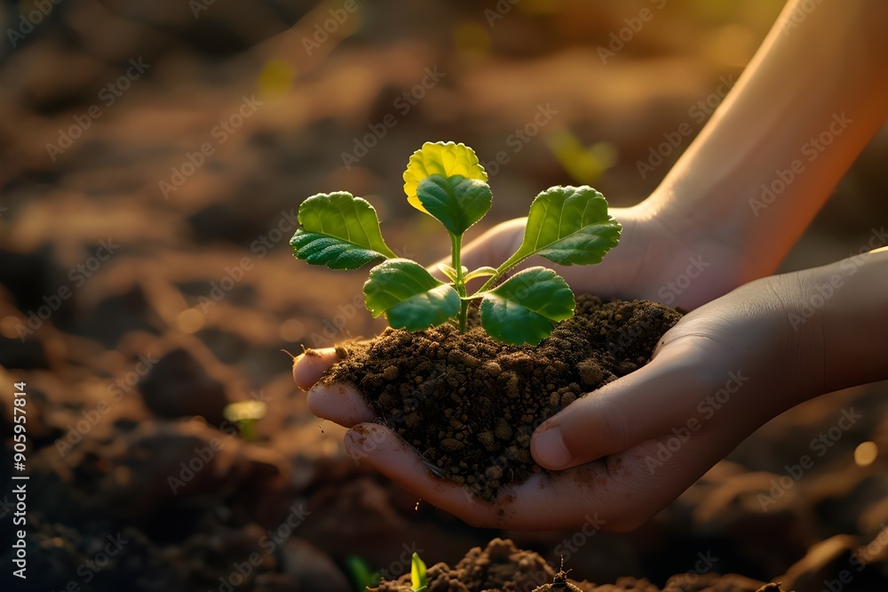Fototapeta premium Hands Holding a Seedling