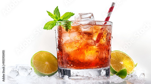 Cocktail Drinks White Background Aspect 16:9