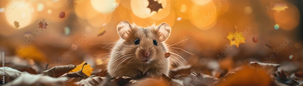 A hamster in a bat costume with little wings, placed on a Halloweenthemed background A hamster in a bat costume with little wings, placed on a Halloweenthemed background