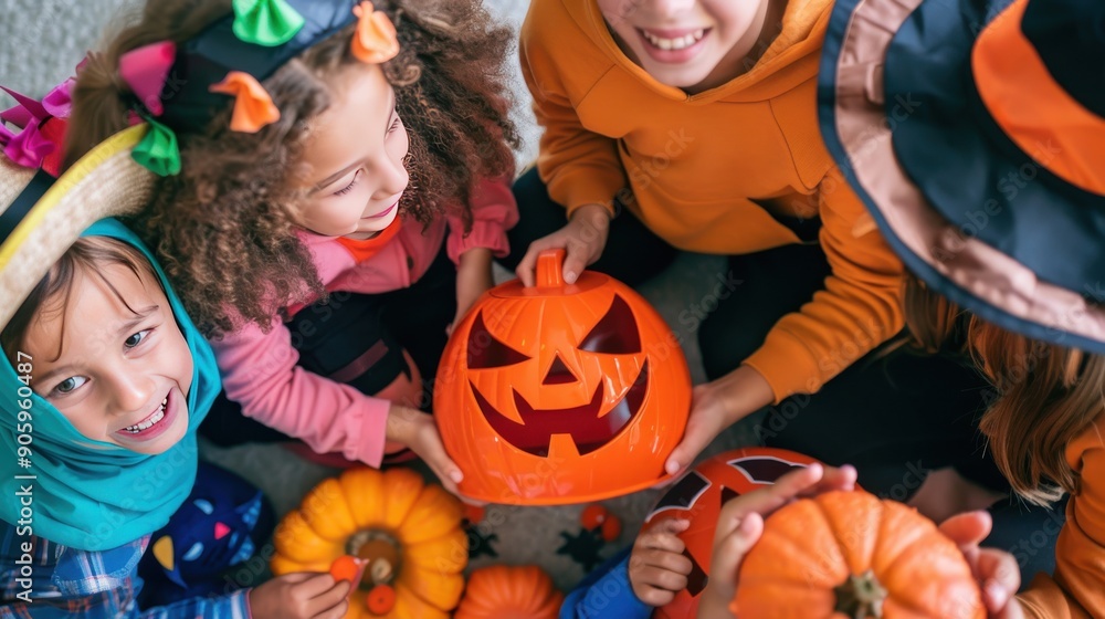 Fototapeta premium children in halloween costume