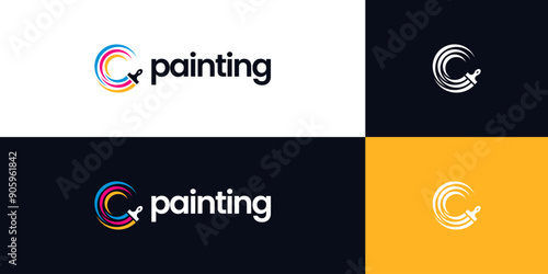 initial letter c paint brush logo, painting service logo