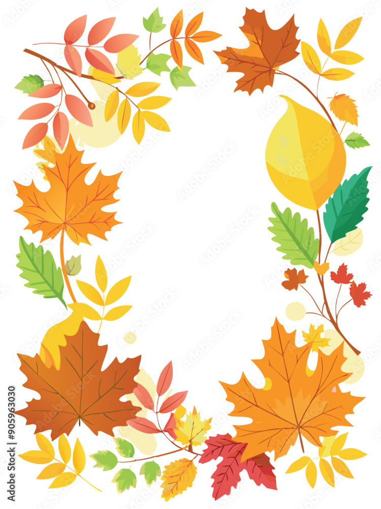 Autumn Leaves Frame with White Background Autumn Leaves Frame with White Background