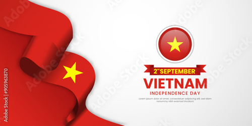 Fotografi Vietnam independence day greeting card, banner with template text vector illustr