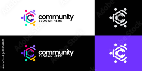 Letter C logo community, social group logo idea