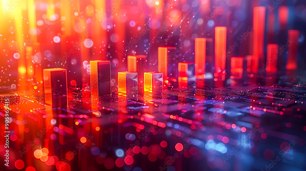 Dynamic 3D Bar Graph Showing Success in a Corporate Environment Dynamic 3D Bar Graph Showing Success in a Corporate Environment