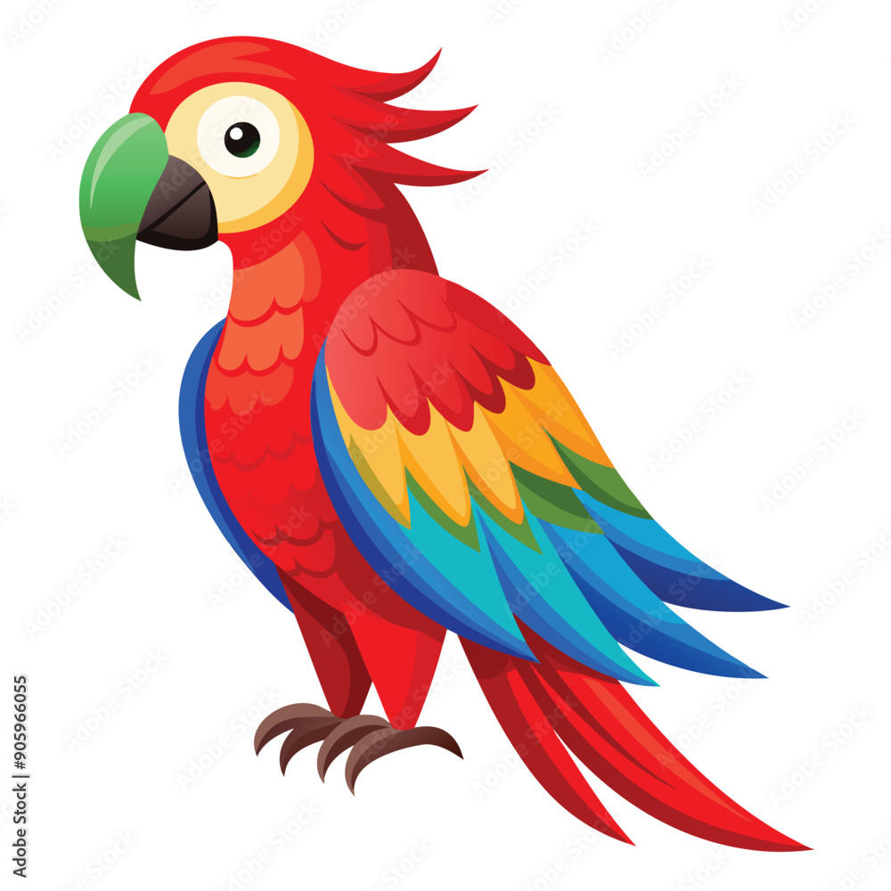 Fototapeta premium Colorful Cartoon Illustration of a Macaw Parrot