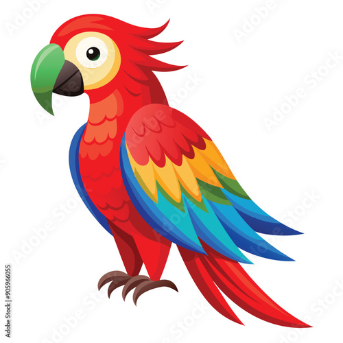 Colorful Cartoon Illustration of a Macaw Parrot