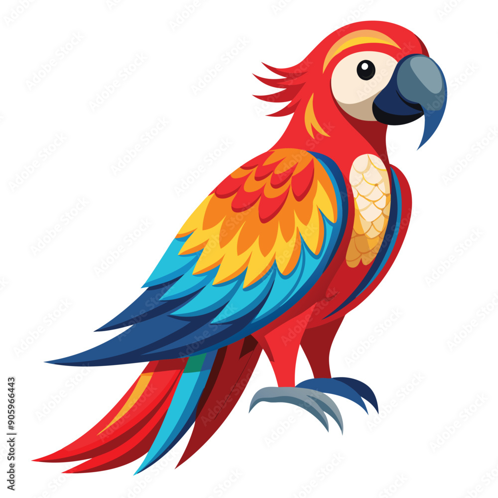 A Colorful Scarlet Macaw Parrot with Blue and Yellow Feathers A Colorful Scarlet Macaw Parrot with Blue and Yellow Feathers