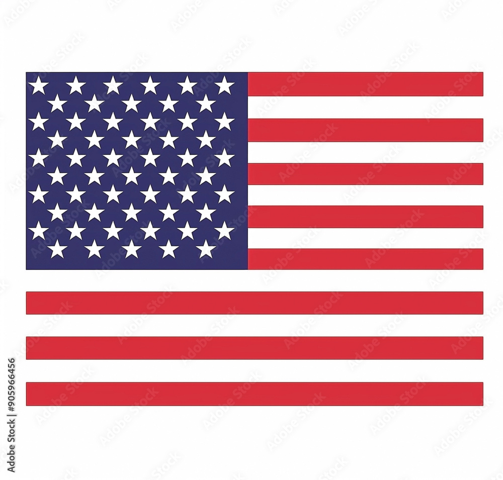 Fototapeta premium Simple Vector Graphic of the American Flag on a White Background