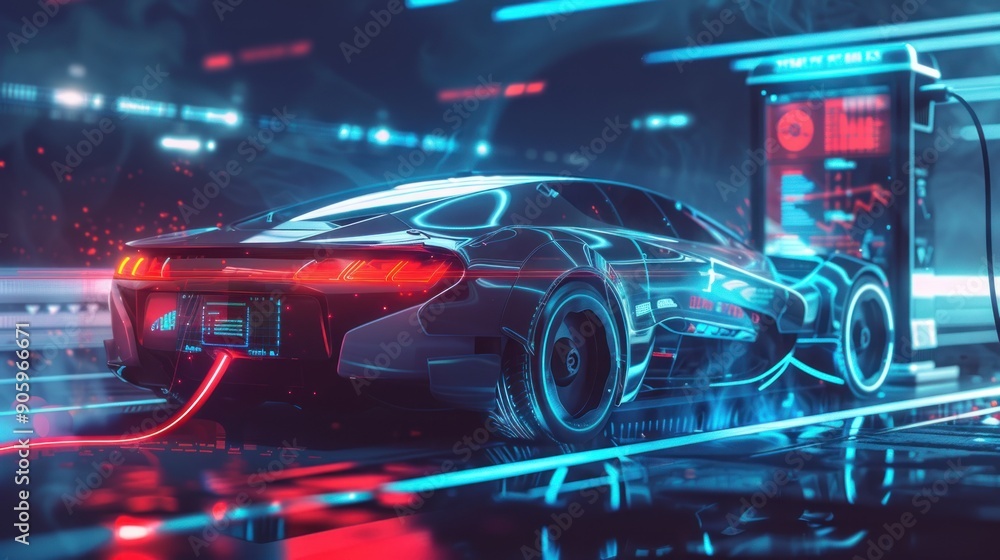 Futuristic Electric Car Charging Futuristic Electric Car Charging
