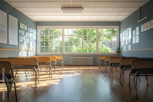 Empty School Classroom Interior created with Generative AI