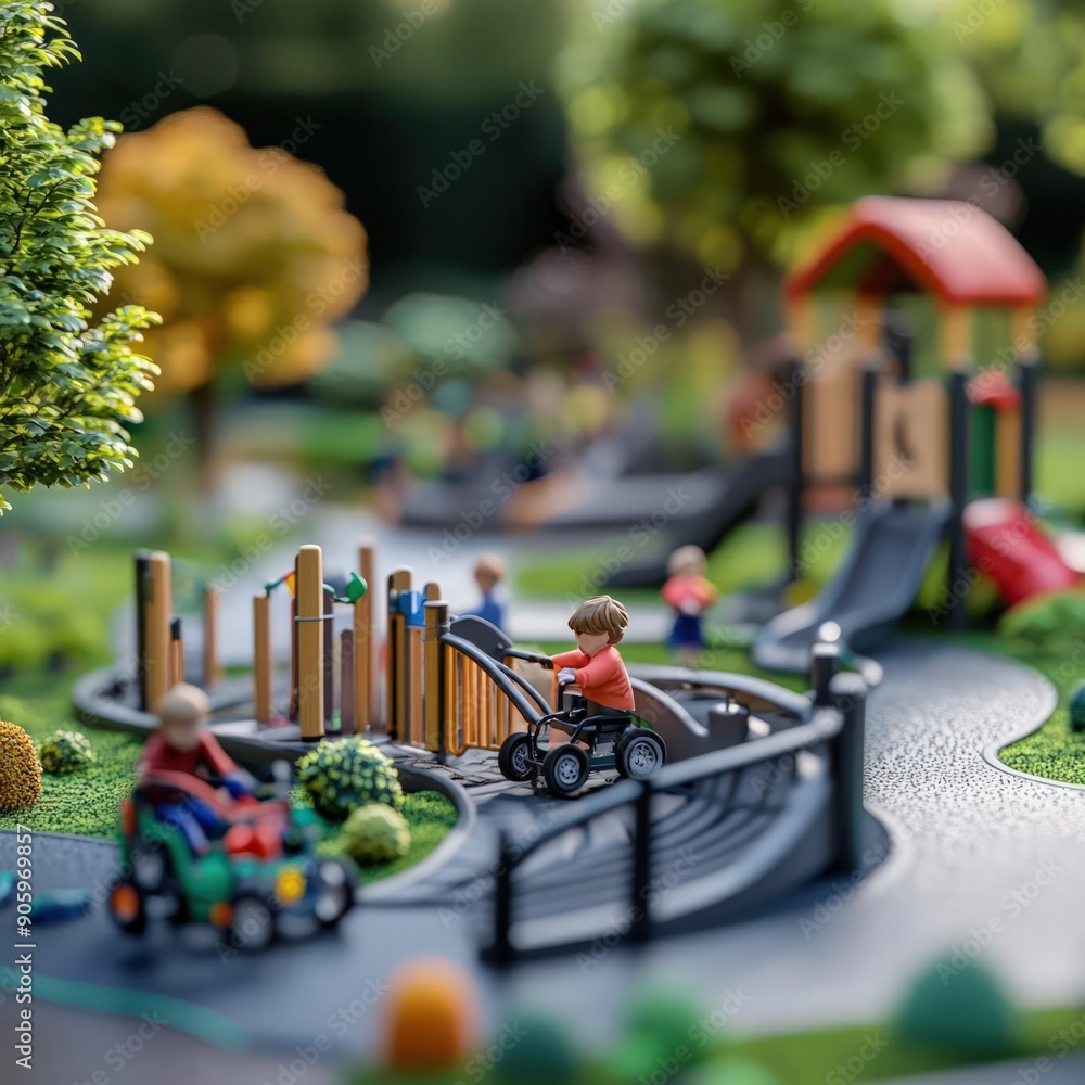 Inclusive playground with children of different abilities playing ...