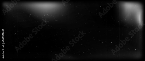Vintage noir film frame texture. Fading aged grain movie background. Retro photo filter template with light leak, grain, scratches, noise, dust. Nostalgic cinematic photography effect. Vector