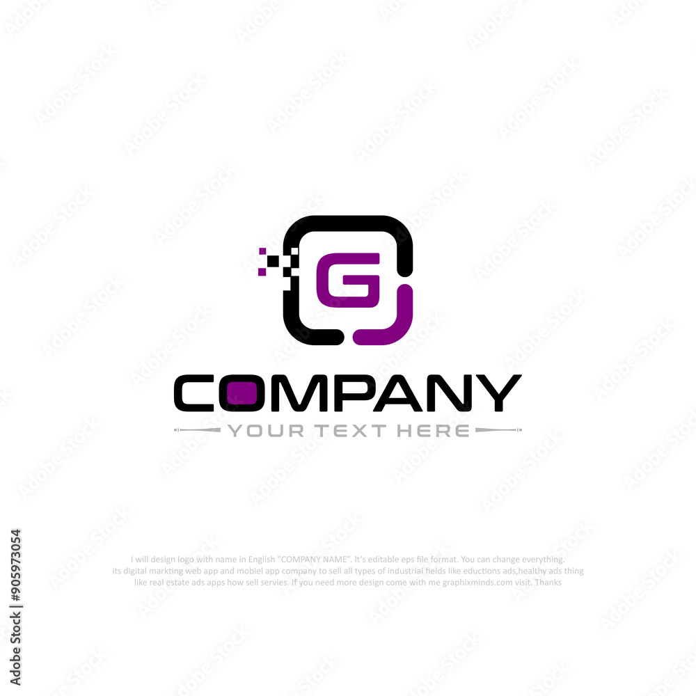 Letter G Logo Vector Design Illustration with Company Name and Your Text Here . Logo Template on white background. Letter G Logo Vector Design Illustration with Company Name and Your Text Here . Logo Template on white background.
