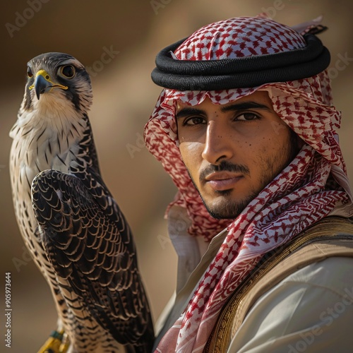 Arab Man With Falcon photo