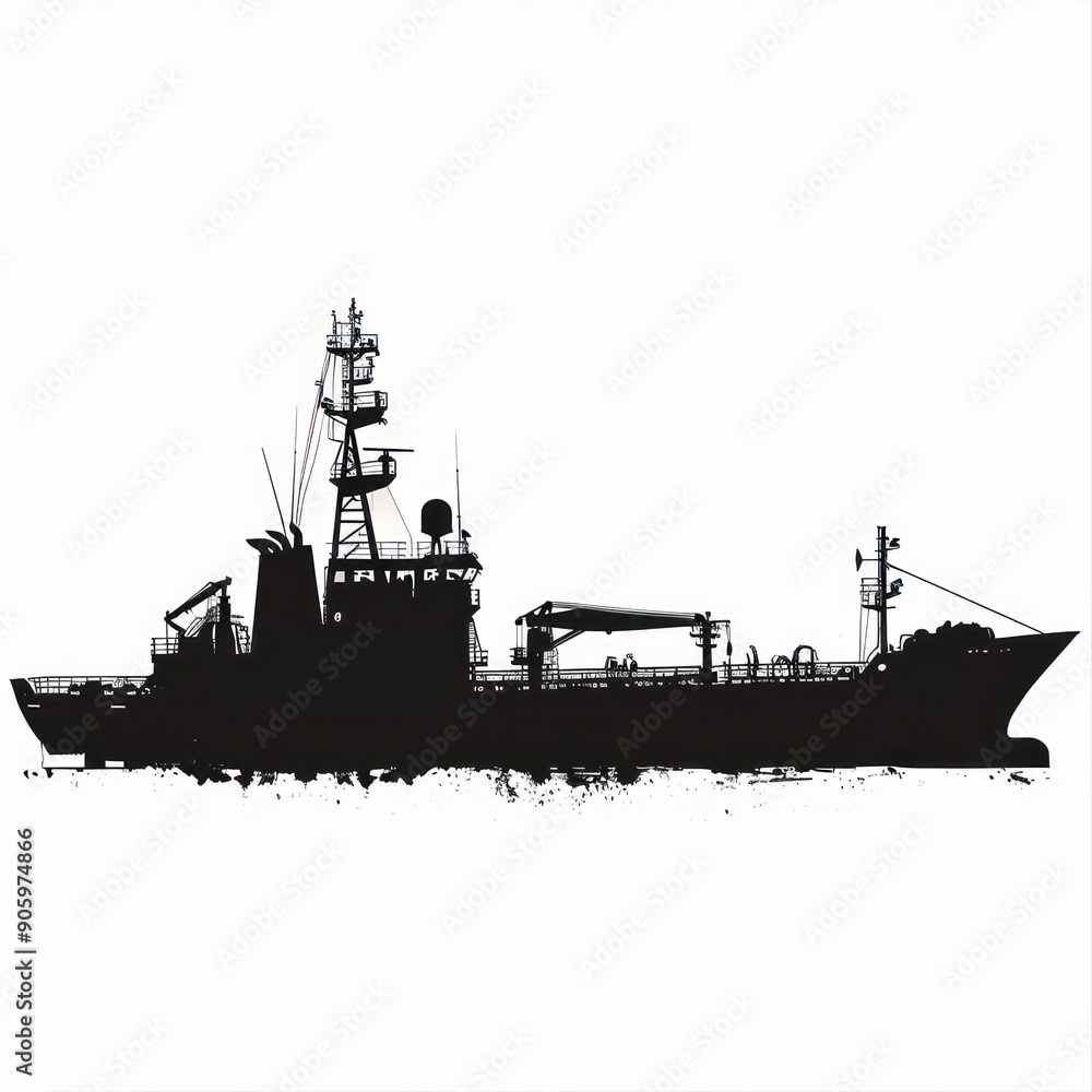 floating vessel silhouette in black isolated on a white background floating vessel silhouette in black isolated on a white background