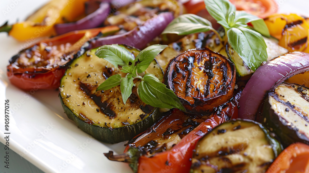 Grilled vegetables on a white plate Grilled vegetables on a white plate