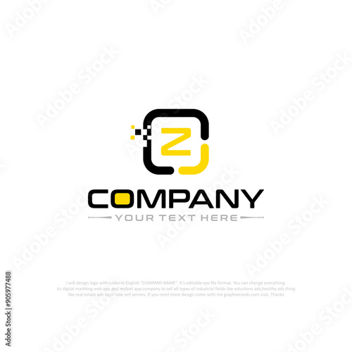 Letter Z Logo Vector Design Illustration with Company Name and Your Text Here . Logo Template on white background.