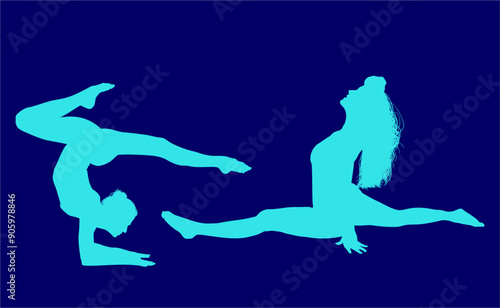 vector silueta femenina, yoga, ballet, estiramientos, deporte, flexibilidad, postura yoga