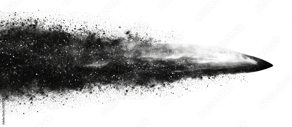 Fototapeta premium Black and white comet in space isolated on transparent background