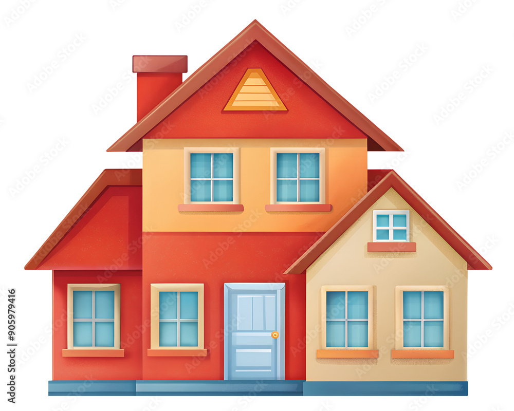 Colorful Home Drawing on a Transparent Background, Illustrated Colorful House Colorful Home Drawing on a Transparent Background, Illustrated Colorful House