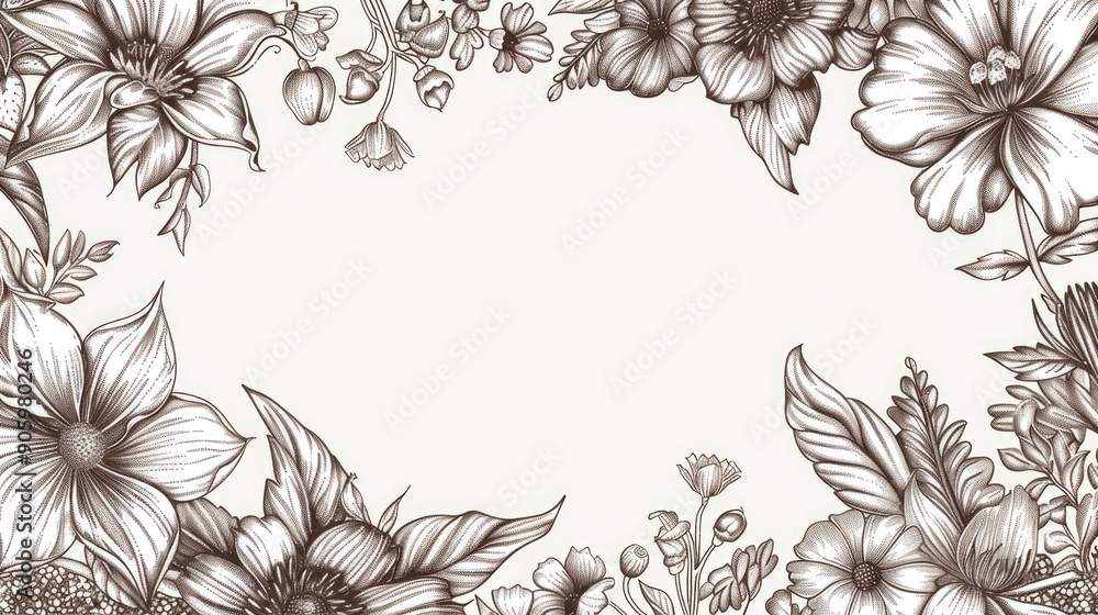 Hand drawn seamless vertical floral design with copy space Hand drawn seamless vertical floral design with copy space