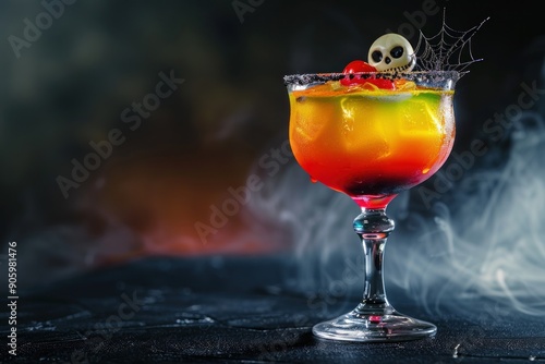 Wallpaper Mural A Halloween Cocktail with a Skull, Cherry, and Spider Web Garnish Torontodigital.ca