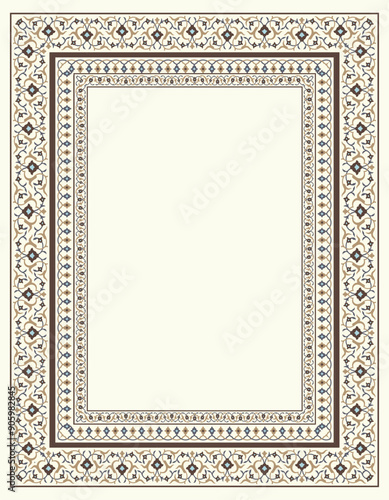 Traditional Mughal Motif Frame, Border Vector Art for Your Picture, Wallpaper Background.