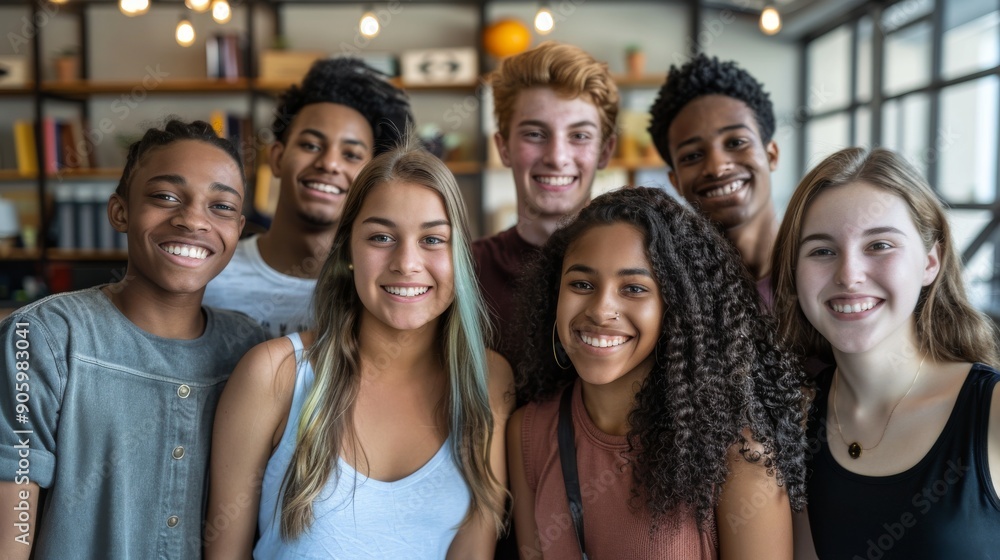 Obraz premium Empowering Tomorrow: Diverse Youth Group Organizing Charity Event for Social Cause
