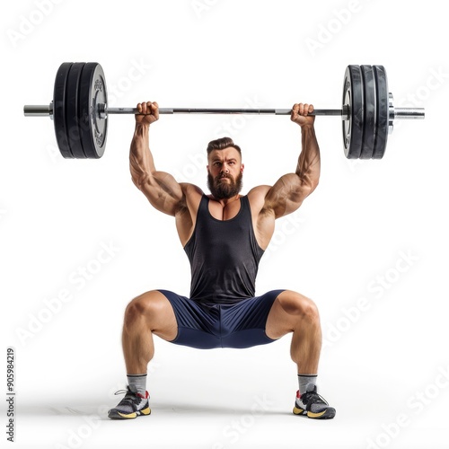 A muscular man lifting weights.