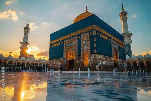 The Kaaba, the holiest site in Islam, surrounded by pilgrims during Hajj photo