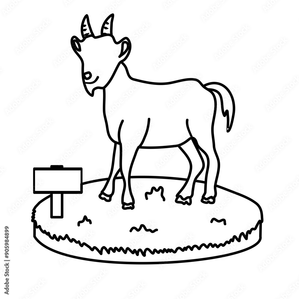 Obraz premium Goat in the grass vector