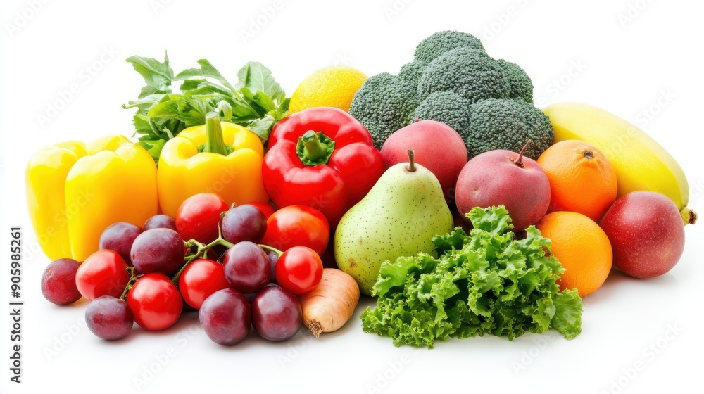 Group of tropical fresh fruits and vegetables isolated on white background Group of tropical fresh fruits and vegetables isolated on white background