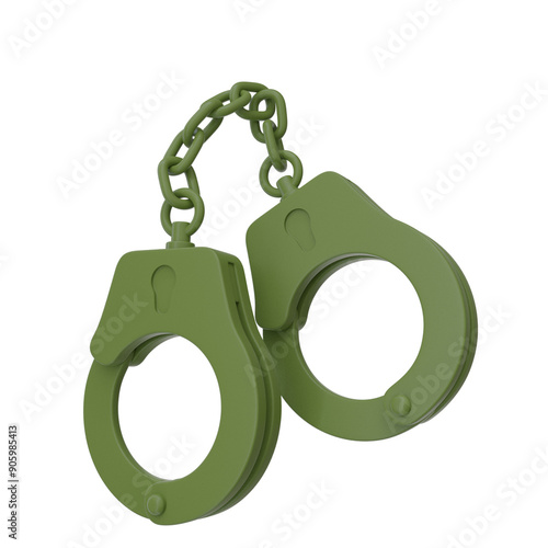 green handcuffs 3d illustration