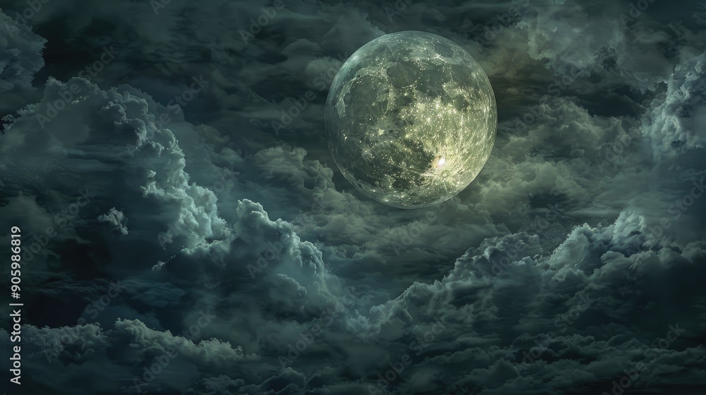Fototapeta premium Cloudy full moon