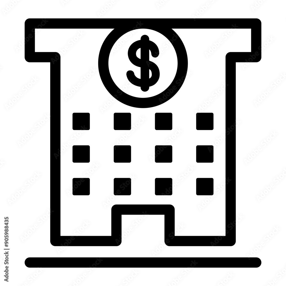 Bank building icon in thin line style vector illustration graphic design Bank building icon in thin line style vector illustration graphic design