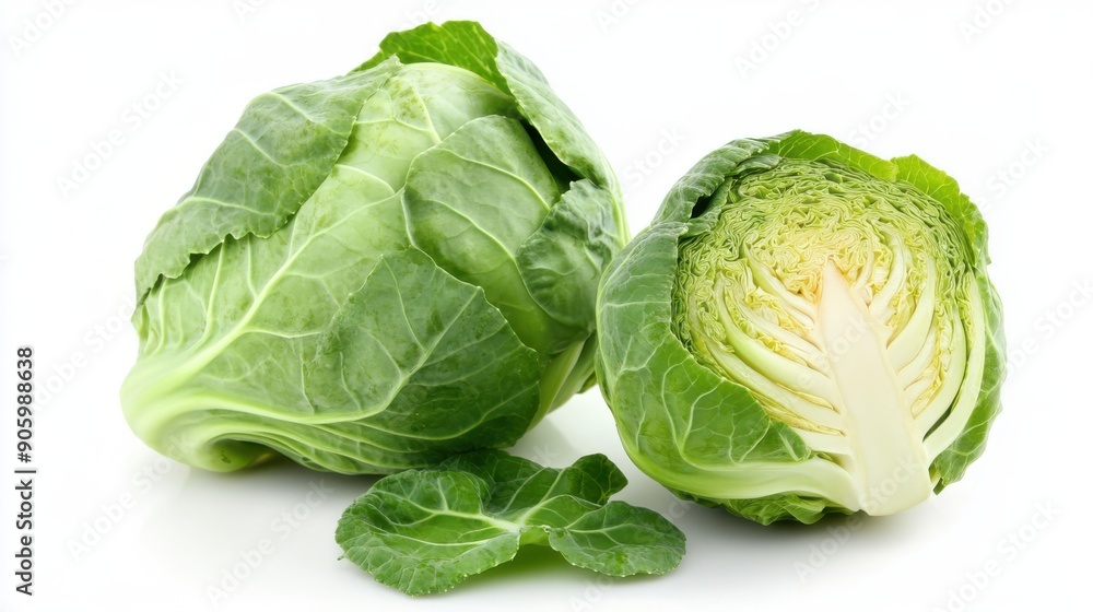 Fototapeta premium Green cabbage isolated on white background
