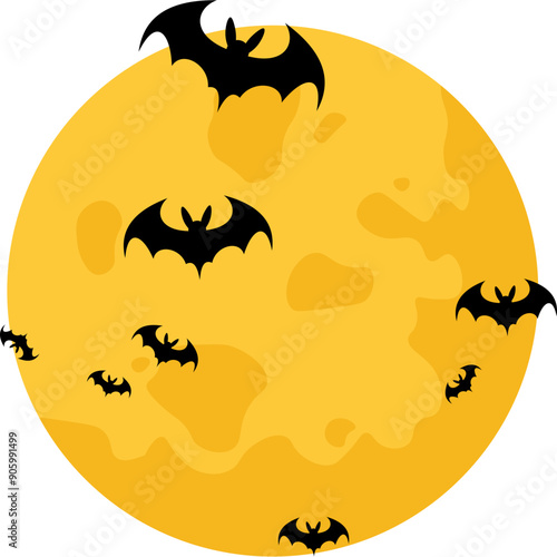 Halloween Bat With Moon