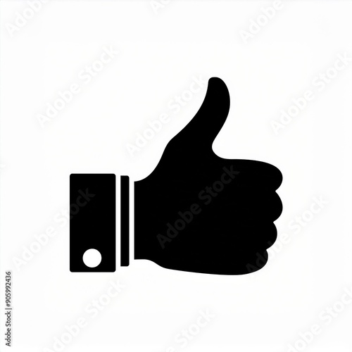 thumb up black icon isolated on white