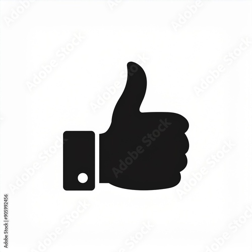 thumb up black icon isolated on white