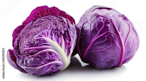 Purple cabbage with clipping path isolated on a white background