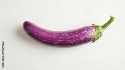 Wallpaper Mural Close-up of two fresh, vibrant purple eggplants on a white background, ideal for culinary and agricultural themes. Torontodigital.ca