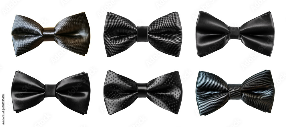 Collection of black bow tie isolated on a transparent background, cut-out, PNG Collection of black bow tie isolated on a transparent background, cut-out, PNG