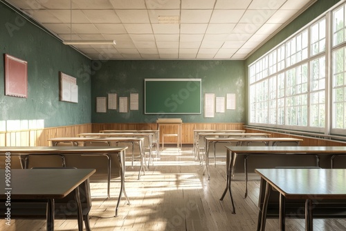 Empty School Classroom Interior created with Generative AI