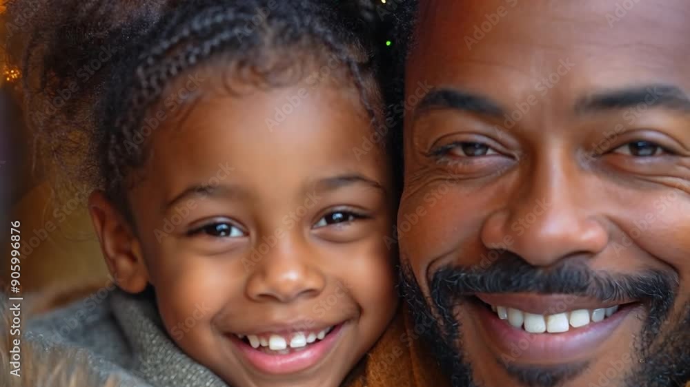 At home, a smiling father encircles his son in his arms. At home, a smiling father encircles his son in his arms.
