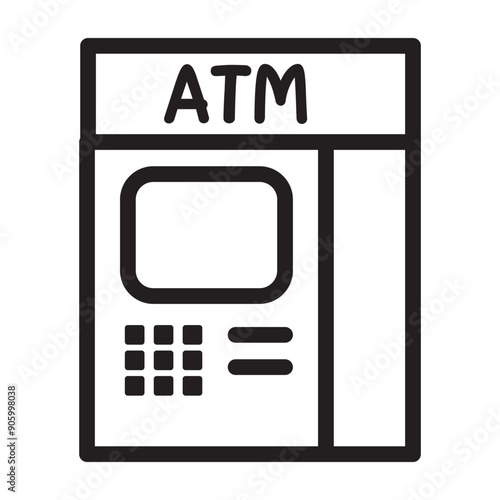 ATM machine icon in thin line style vector illustration graphic design