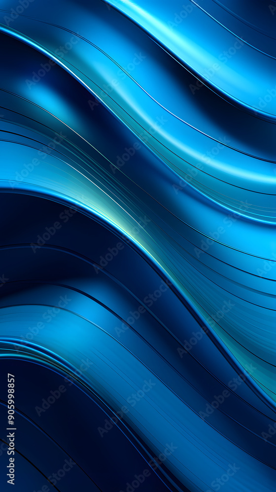 Naklejka premium Digital blue and silver metal curve abstract graphic poster background